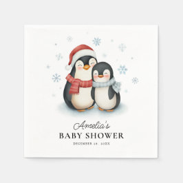 Servilleta De Papel Cute Winter Penguin Family Navidades Baby Shower