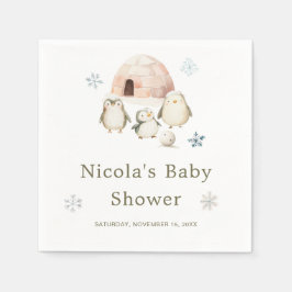 Servilleta De Papel Cute Winter Penguins Baby Shower