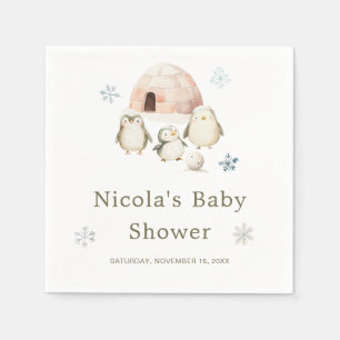 Servilleta De Papel Cute Winter Penguins Baby Shower