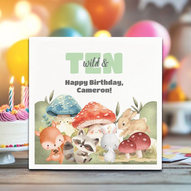 Servilleta De Papel Cute Woodland Animals 10th Birthday Party (Subido por el creador)