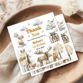 Servilleta De Papel Cute Woodland Animals 1st Birthday Party Napkins