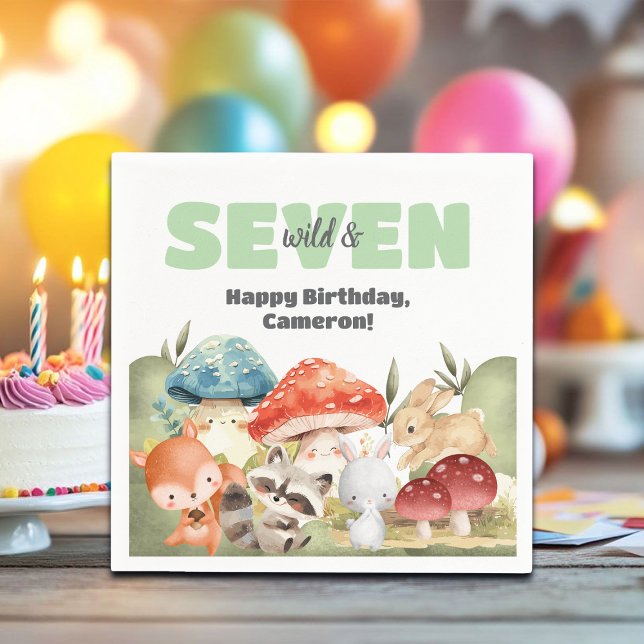 Servilleta De Papel Cute Woodland Animals 7th Birthday Party (Subido por el creador)