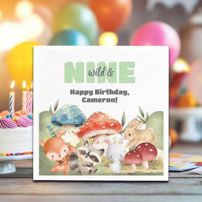 Servilleta De Papel Cute Woodland Animals 9th Birthday Party (Subido por el creador)