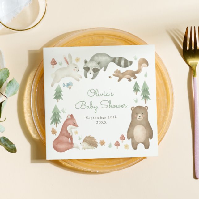 Servilleta De Papel Cute Woodland Animals Baby Shower (Subido por el creador)