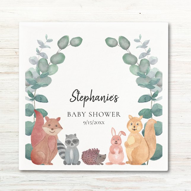 Servilleta De Papel Cute Woodland Animals Baby Shower (Subido por el creador)