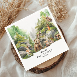 Servilleta De Papel Cute Woodland Animals Greenery Baby Shower