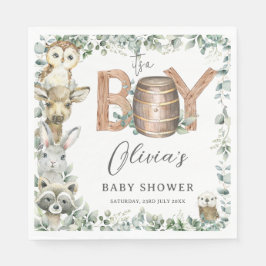 Servilleta De Papel Cute Woodland Animals Greenery Boy Baby Shower