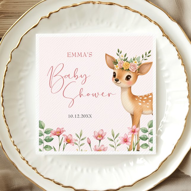 Servilleta De Papel Cute Woodland Deer Baby Shower (Subido por el creador)