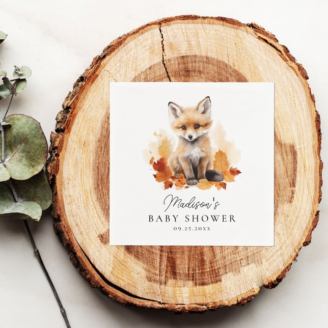Servilleta De Papel Cute Woodland Fox Fall Baby Shower (Subido por el creador)