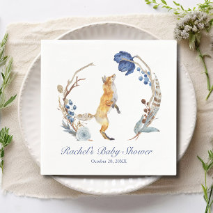 Servilleta De Papel Cute Woodland Fox Watercolor Floral Baby Shower