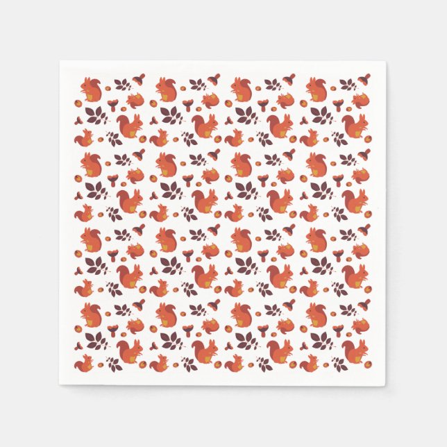 Servilleta De Papel Cute Woodland Squirrel Autumn Pattern (Anverso)