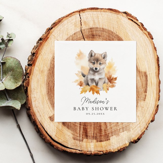 Servilleta De Papel Cute Woodland Wolf Pup Fall Baby Shower (Subido por el creador)