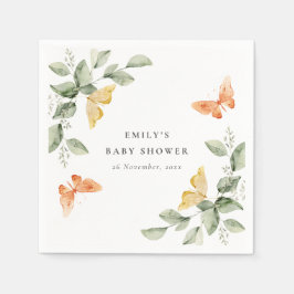 Servilleta De Papel Cute Yellow Garden Foliage Butterflies Baby Shower