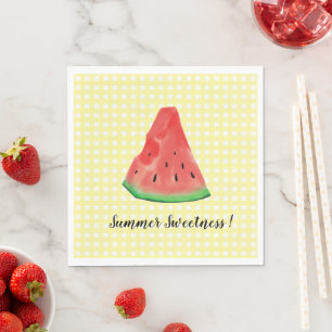 Servilleta De Papel Cute Yellow Gingham Watercolor Watermelón