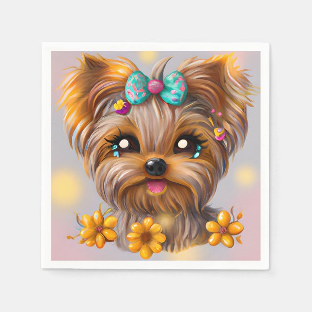 Servilleta De Papel Cute Yorkie Kawaii Puppy (Anverso)