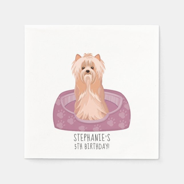 Servilleta De Papel Cute Yorkshire Terrier Birthday Napkins (Anverso)