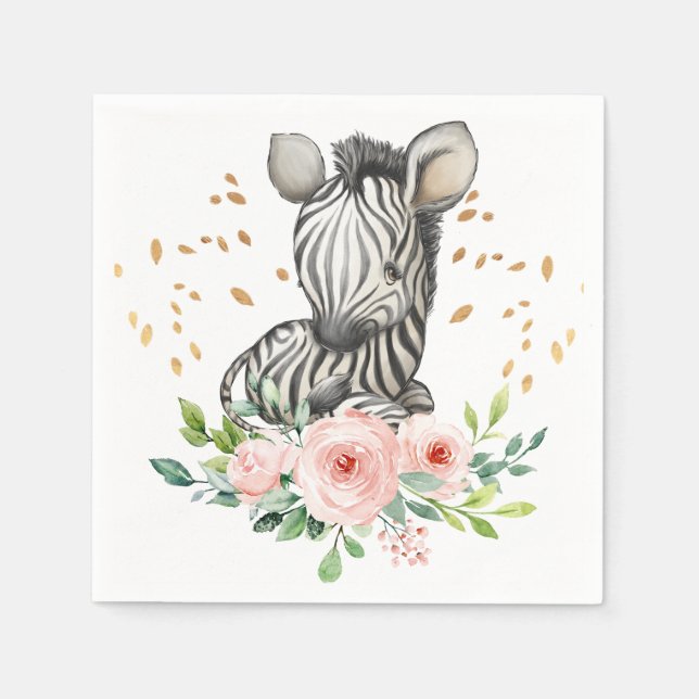 Servilleta De Papel Cute Zebra Birthday Party Baby Shower Napkins (Anverso)