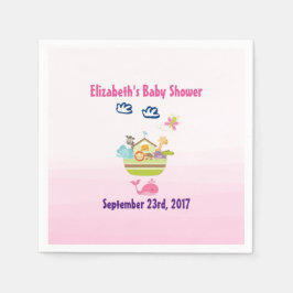 Servilleta De Papel Cute Zoo Animal Ark Pink Baby Shower