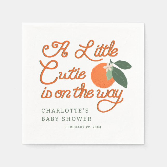 Servilleta De Papel Cutie Clementine Baby Shower Napkins (Anverso)