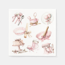 Servilleta De Papel Cutie Pie | Baby Shower de Chica rosa acuarela