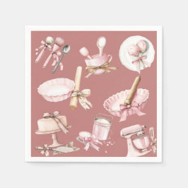 Servilleta De Papel Cutie Pie | Baby Shower de Chica rosa acuarela