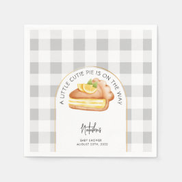 Servilleta De Papel Cutie Pie On Way Gray Gingham Plaid Baby Shower