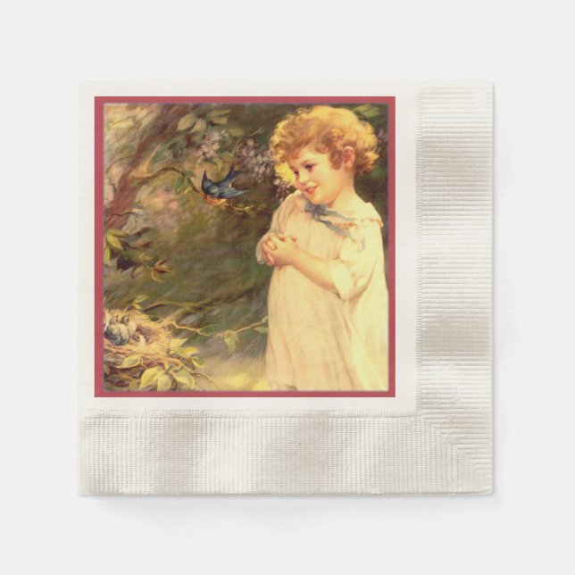 Servilleta De Papel Cutie victoriana con pájaros (Anverso)