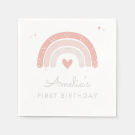 Servilleta De Papel Cuto acuarela Arcoiris Chica rosado Cumpleaños