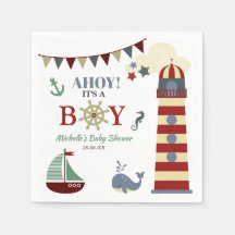 ¡Cuto Ahoy Náutico! Es un niño Baby Shower Napkins
