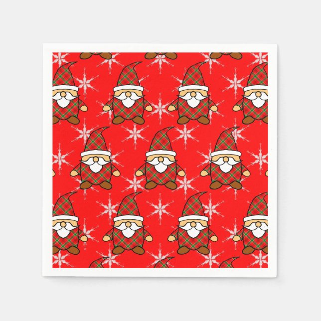 Servilleta De Papel Cuto Carton Gnome Pattern Navidades Napkins (Anverso)