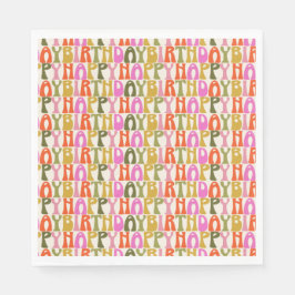 Servilleta De Papel Cuto colorido Retro Feliz Cumpleaños Patrón de tex