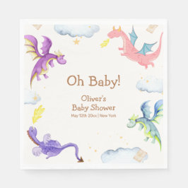 Servilleta De Papel Cuto Fairytale Magic Dragon Baby Shower