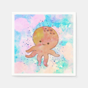 Servilleta De Papel Cuto Octopus Personalizado acuarela