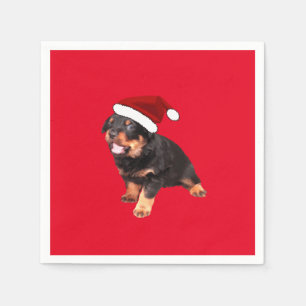 Servilleta De Papel Cuto Rottweiler Puppy Vestido Personalizado Santa