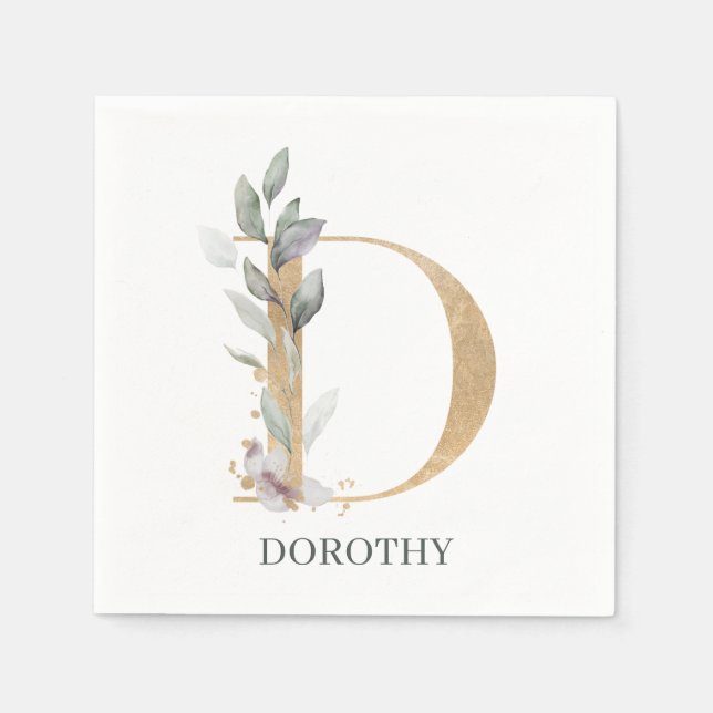Servilleta De Papel D Monograma Floral personalizada (Anverso)