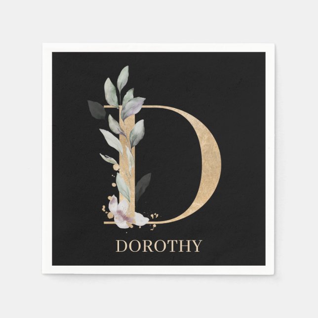 Servilleta De Papel D Toallas personalizadas de Monograma Floral (Anverso)