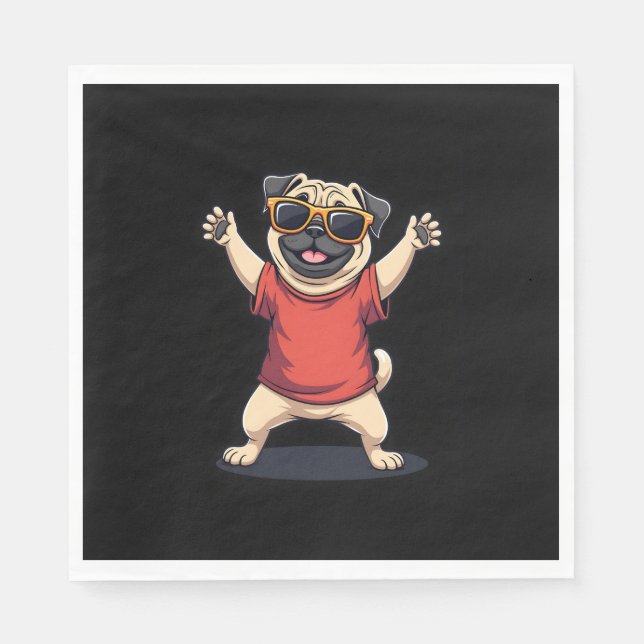 Servilleta De Papel Dabbing Dab Pug Dog Mascotas bailan pipa animal (Anverso)