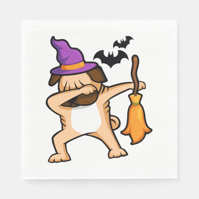 Servilleta De Papel Dabbing Halloween Pug Dog (Anverso)