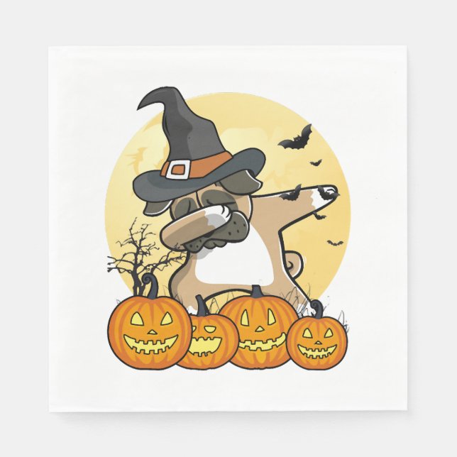 Servilleta De Papel Dabbing Pug Halloween (Anverso)