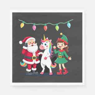 Servilleta De Papel Dabbing Santa Elfo Unicornio Navidad Niños Chicos 