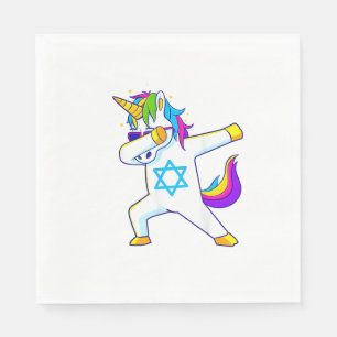 Servilleta De Papel Dabbing Unicorn Hanukkah Dancing Judío Chanukah K
