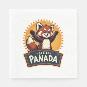 Servilleta De Papel Dabbing Vintage Panda Rojo Animal Gráfico Retro 2