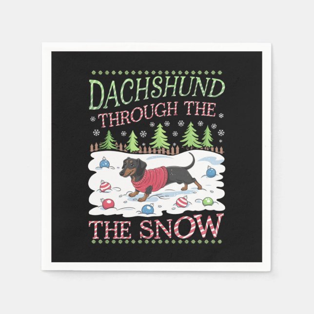 Servilleta De Papel Dachshund a través de la nieve (Anverso)