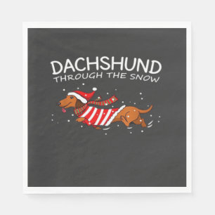 Servilleta De Papel Dachshund A Través De La Nieve Perro Divertido Nav