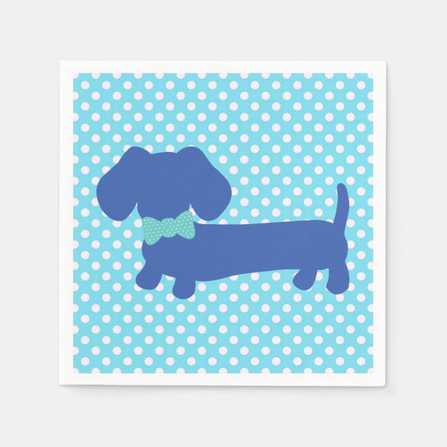 Servilleta De Papel Dachshund azul Wiener Perro Fiesta Napkins (Anverso)