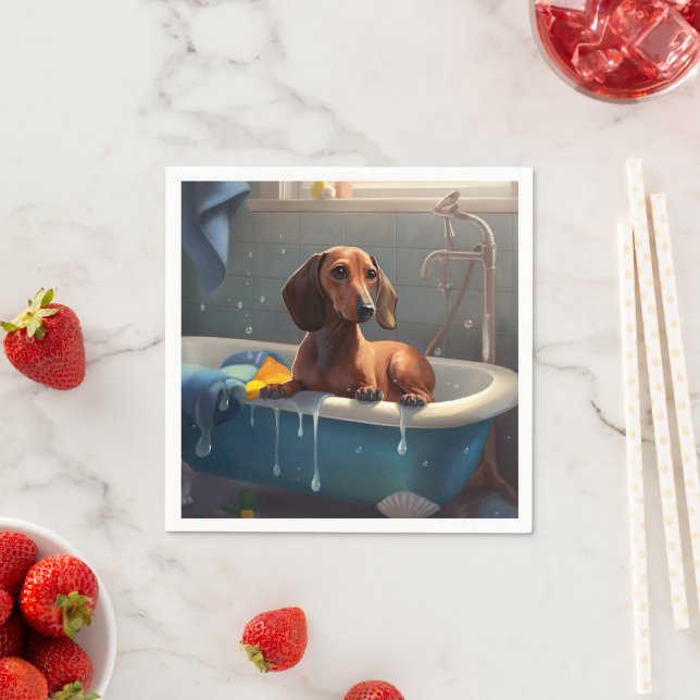 Servilleta De Papel Dachshund Bathtime Fun (In situ)