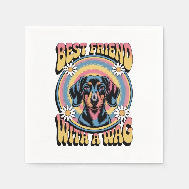 Servilleta De Papel Dachshund Best Friend With A Wag (Anverso)