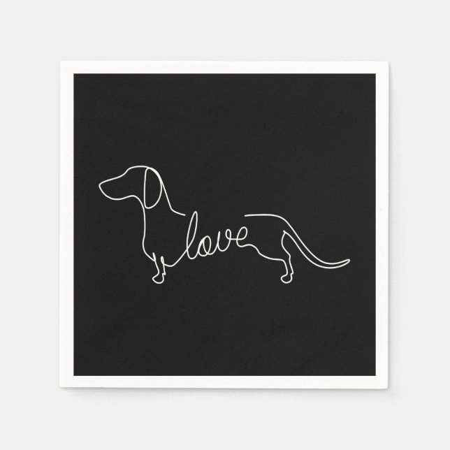 Servilleta De Papel Dachshund Chiweenie Wiener Dog Love Art Sketch (Anverso)