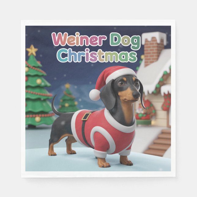 Servilleta De Papel Dachshund Christmas Napkin (Anverso)