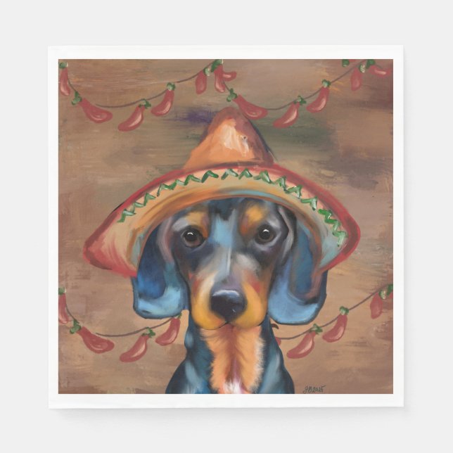 Servilleta De Papel Dachshund Cinco de Mayo (Anverso)